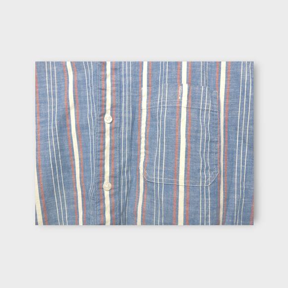 Mens L.L. Bean Blue Striped Button Down Short Sleeve Shirt Size XXL - Picture 6 of 7